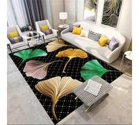 RUGMRZ Kitchen Rugs Kids For Bedrooms Boys carpets and 70x140CM room rug Black. Green gold leaf carpet. Outdoor Patio floor carpet living