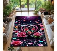 RUGMRZ Kitchen Rugs Large Anti Slip Stain Resistant Washable Heart-Shaped Flower Modern Bedroom Carpet Colorful Dining Room Corridor Rug Runner 200X200CM