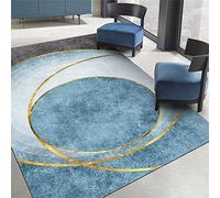 RUGMRZ Large Rugs For Living Room Bedroom Mats And Rugs Grey blue carpet with gold thread decoration, geometric washable Washable Rugs For Living Room 50 x 70 cm