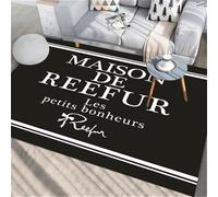 RUGMRZ laundry room floor mat Washable Rug kids play 120x200CM outdoor rugs for garden Black. Letter pattern carpet. bedroom center living