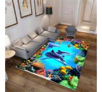 RUGMRZ Long Rugs Stairs Runners Carpets Kids Bedroom Carpet Rugs+Runners Undersea Landscape Pattern Aquarium Hallway Runner blue 80x160CM