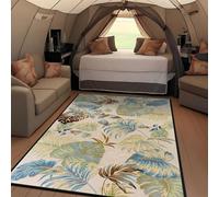 RUGMRZ Low Pile Carpet Rugs for Living Room 80x160cm,Green Caravan Door Mat,Leaf Pattern for Bedroom,Outside,Under Table