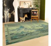 RUGMRZ Low Pile Indoor Outdoor Rug 200x250cm,Green Large Rug,Chinese Style for Balcony,Lounge,Dining Room