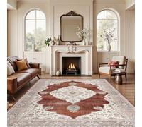 RUGMRZ Low Pile Machine Washable Rug 80x160cm,Red Indoor Mats for Back Door,Retro Style for Under Table,Back Door,Kitchen