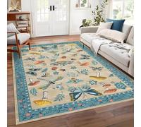RUGMRZ Machine Washable Boys Rugs for Bedroom 80x160cm,Blue Inside Door Mat,Butterfly Pattern for Internal,Front Door,Bedroom