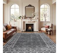 RUGMRZ Machine Washable Dining Room Rugs Under Table 100x200cm,Black,Retro Style for Boys Bedroom,Desk,Hearth