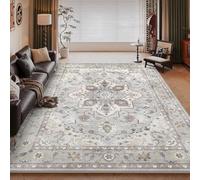 RUGMRZ Machine Washable Vintage Carpet Living Room 160x230cm,Light Gray,Classical Geometry for Playroom,Fireplaces,Office