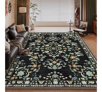 RUGMRZ Non Slip Area Rugs For Bedroom Black 70x140CM, Shaggy Small rug Modern flowers for Boys,External