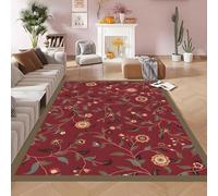 RUGMRZ Short Pile Carpet for Bedroom 50x80cm,Red Front Door Mat,Floral Pattern for Living Room,Under Table,Kitchen