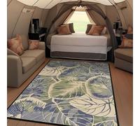 RUGMRZ Short Pile Carpet Living Room 140x200cm,Blue,Leaf Pattern for Conservatory,Office,Desk