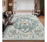 RUGMRZ Short Pile Rugs Living Room 180x280cm,Green Large Rug,Floral Pattern for Hall,Conservatory,Patio
