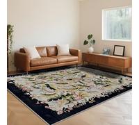 RUGMRZ Short Pile Rugs Living Room 80X160cm,Machine Washable Leaf Pattern Blue for Bedroom,Dining Room,Corridor