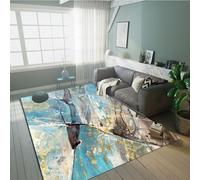 RUGMRZ Small Fluffy Rug Kitchen Rugs Non Slip Washable Hall Carpet And Runners Long Football Carpets Modern Minimalist Geometric Abstract Anti Decoration Low Pile blue300x400CM