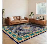 RUGMRZ Washable Carpets for Living Room 120X200cm,Non Slip,Short Pile Floral Pattern Bluefor Fireside,Dining Room,Playroom