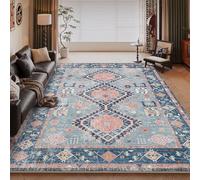RUGMRZ Washable Hearth Rugs For Fireplaces Blue 80x120CM, Short Pile Small rug Retro floral patterns for Girls,Childrens