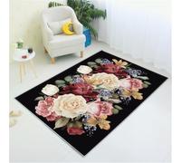 RUGMRZ Washable Rugs For Bedroom Large Play Carpet Children Extra Long Runner Carpets Hallway 180x250CM Accessories Home black Living Room Girl Warm Flower Pattern Wh