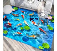 RUGMRZ Washable Runner Carpets For Hallway Rugs+Runners Animal Rug Prayer Fish School Lotus Leaf Pattern Is A Must New House Decoration Gaming blue 80x160CM