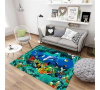RUGMRZ Xxl Floor Carpet Very Large Rugs X Area Christmas Carpets Sale Clearance 130x190CM Kitchen Runners blue Fish School Lotus Leaf Pattern Is A Must For New House Decoration