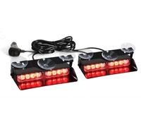 Rugnipw 2-in-1 LED Car Strobe Lights For Emergency Flash Warning Lamp Windshield Bar 16 Beads Red Blue Amber White Auto Light Assembly Fog Lamp(Red)