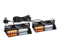 Rugnipw 2-in-1 LED Car Strobe Lights For Emergency Flash Warning Lamp Windshield Bar 16 Beads Red Blue Amber White Auto Light Assembly Fog Lamp(Yellow White)