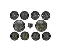 Rugnipw Rear Bumper Lights For Land For Rover For Defender 90/110 1983-2019 Rear Front Fog Light Stop Brake Reversing Light Turn Signal(Black lens)