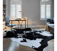 Rugoo Black Faux Cowhide Rug 8.3 ft x 6.2 ft - Cow Print Animal Skin for Living Room, Bedroom, Nursery