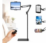 RugoTech Tablet Floor Stand with Remote Page Turner, iPad Tripod Holder & Kindle Clicker, Adjustable Height, 360° Swivel, for Bed Reading, Compatible with 4.7-13 inch Devices.