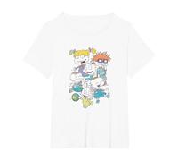 Rugrats Baby Group Retro Watercolor Classic T-Shirt, Women's Plus, White, 3X