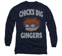 Rugrats Chicks Dig Gingers Mens Long Sleeve T Shirt, Navy, Medium