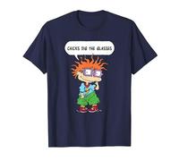 Rugrats Chucky Chicks Dig The Glasses T-Shirt, Men, Navy Blue, Medium