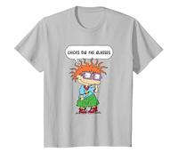 Rugrats Chucky Chicks Dig The Glasses T-Shirt, Youth, Silver Grey, X-Small