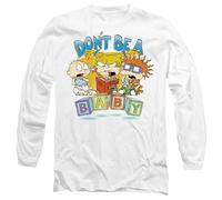 Rugrats Don't Be A Baby Blocks Mens Long Sleeve T Shirt, White, XX-Large
