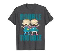Rugrats Phil and Lil Double Trouble T-Shirt, Men, Dark Heather Grey, 4X-Large