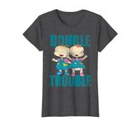 Rugrats Phil and Lil Double Trouble T-Shirt, Women, Dark Heather Grey, 3X-Large