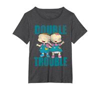 Rugrats Phil and Lil Double Trouble T-Shirt, Women's Plus, Dark Heather Grey, 1X
