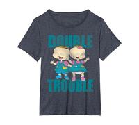 Rugrats Phil and Lil Double Trouble T-Shirt, Women's Plus, Heather Blue, 2X