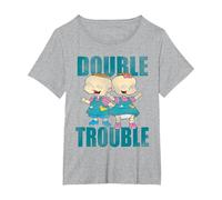 Rugrats Phil and Lil Double Trouble T-Shirt, Women's Plus, Heather Grey, 2X