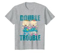 Rugrats Phil and Lil Double Trouble T-Shirt, Youth, Heather Grey, 3T