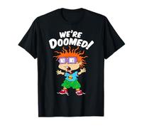 Rugrats We're Doomed! White Text With Chucky T-Shirt - Black, Women's, Adult, Unisex, Short Sleeve, Classic Fit, Small