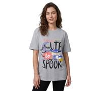 Rugrats Womens Halloween T-Shirt | Adults Grey I'm Too Cute to Spook Short Sleeve Graphic Tee | Nickelodeon Angelica Witch Costume Spooky | Seasonal Holiday Cartoon Gift for Women