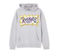 Rugrats Womens Hoodie | Ladies Classic Logo Cartoon Graphic Hooded Sweatshirt in Grey | Relaxed Fit Classic 90s Cartoon Apparel | Warm & Nostalgic Hoody Apparel Gift for Adults