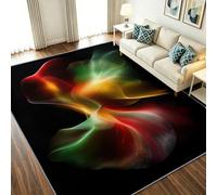 Rugs 140 x 200 cm 3D Modern Abstract - Short Pile Non Slip Washable Area Rugs for Dining Room Kitchen - Faux Wool Non Shedding Floor Carpet for Bedroom Living Room Hallway - Romantic Neon Ribbons