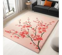 Rugs 140 x 200 cm Area Carpet for Living Room, Hallway Kitchen Washable Non Slip Non Shedding, Modern Luxury Soft Short Pile, Fluffy Floor Mats, Flowering Branches Beautiful Scenery Illustration