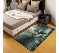Rugs 3D Animal Wolf Print Optical Home Living Room Non-Slip Doormat 80 X 120 Cm - Polyester Soft Touch Easy Clean, Stain Resistant Non-Shedding With Rubber Backing /7495634005331