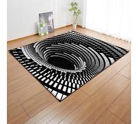 Rugs 3D Girls Living Room Rug Non Slip Black And White Vortex Tunnel Bedroom Rug Foldable Washable Soft Floor Carpet For Teen Girls Bedroom Playroom Nursery Room 160 X 230 Cm -6U9H+O5L5-2D8F-F5T3-5V