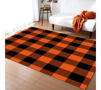 Rugs 3D Orange Black Buffalo Check Rugs Living Room Rugs Bedroom Lightweight Area Rugs Kids Playing Floor Mat Non Slip Yoga Nursery Rug For Kitchen Bathroom Entrance 50 X 80 Cm -2L4H8Z8G4V1C0