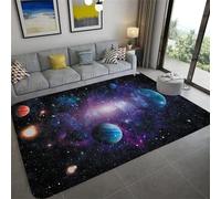 Rugs 3D Universe Outer Space Landscape Print Optical Home Living Room Non-Slip Doormat 200 X 300 Cm - Polyester Soft Touch Easy Clean, Stain Resistant Non-Shedding With Rubber Backing -8444208100358