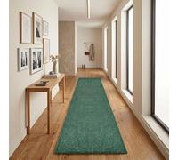 Rugs by Desire Ainsley Plain Soft Shaggy Hallway Runner, Emerald, 60x220cm