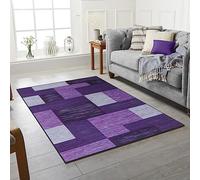 Rugs City Area Rugs Violet Purple Modern Rug Abstract Carpet Soft Short Pile Living Room Carpets Anti Slip Floor Mat Large for Hallway Bedroom (Design #8, 80 X 150 CM)