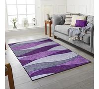Rugs City Area Rugs Violet Purple Modern Rug Abstract Carpet Soft Short Pile Living Room Carpets Anti Slip Floor Mat Large for Hallway Bedroom (Design #9, 80 X 150 CM)